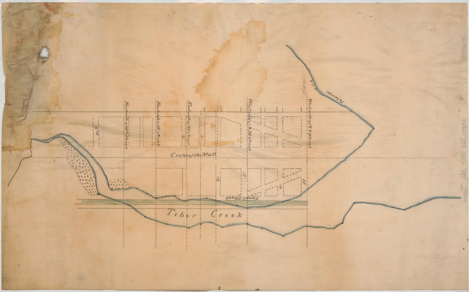 Map of Tiber Creek, from its mouth to the extent of tide water: Washington D.C. (circa 1800)